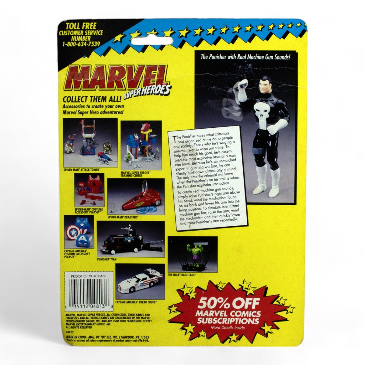 Vintage Toy Biz the Punisher Marvel Super Heroes Carded Figure Opened - DT Collectable Toys