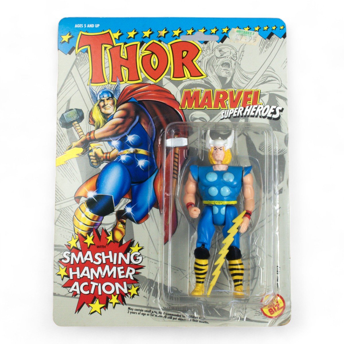 Vintage Toy Biz Thor, Long Accessories, Marvel Super Heroes Carded Figure Opened - DT Collectable Toys