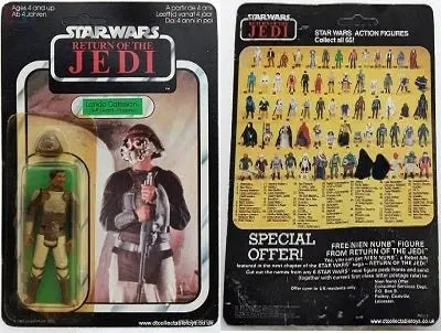 Vintage Star Wars Kenner Return of the Jedi LANDO CALRISSIAN 65A Un-Punched Card - DT Collectable Toys