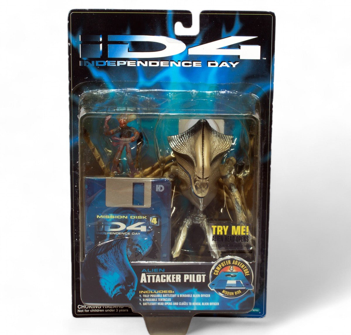 1996 Independence Day Alien ATTACKER PILOT & Host 8" Trendmasters Action Figure