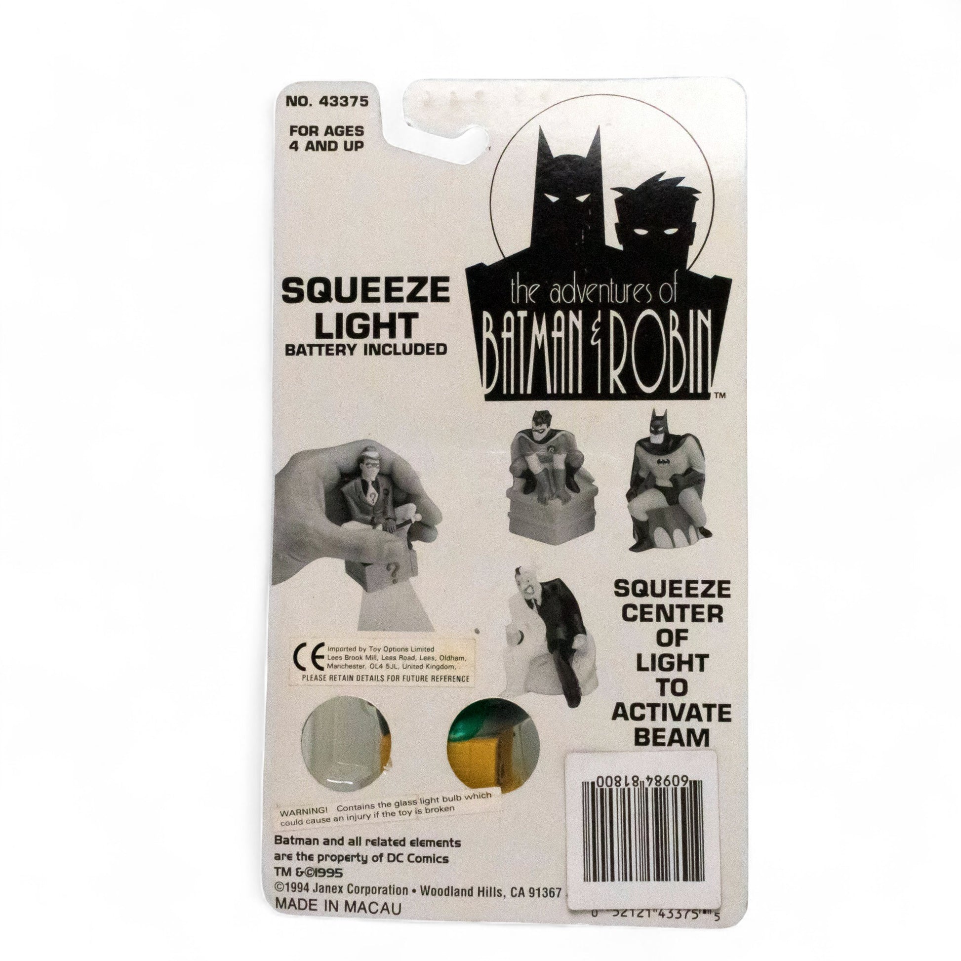 1995 DC Comics THE RIDDLER Squeeze Light Adventures of Batman & Robin MOC - DT Collectable Toys