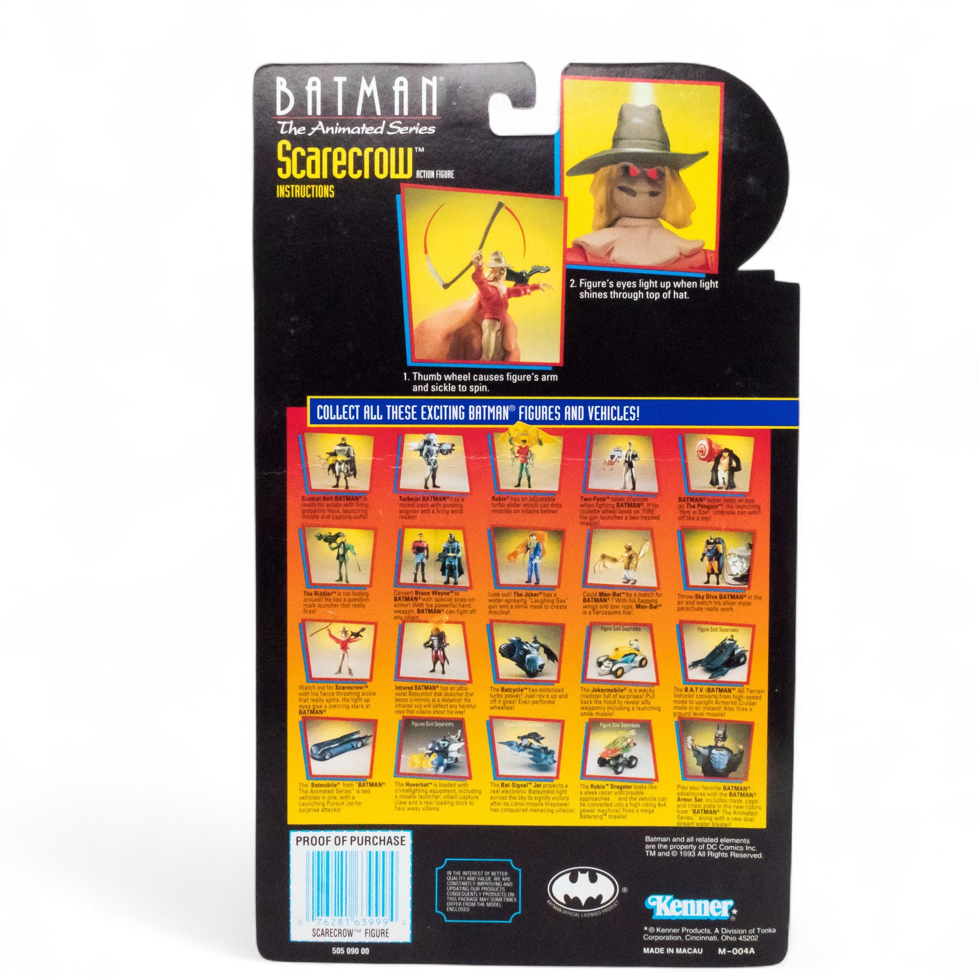 Kenner 1993 SCARECROW Batman The Animated Series DC Comics Mint on Card - DT Collectable Toys