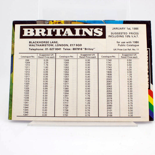 Britains 1986 Toy Catalogue with MSRP in Near Mint Condition Printed in England