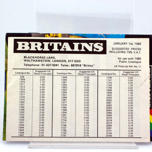 Britains 1986 Toy Catalogue with MSRP in Very Good Condition Printed in England