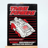 Hasbro Transformers G1 GROUNDSHAKER Vintage 1989 Action Figure Instruction Booklet