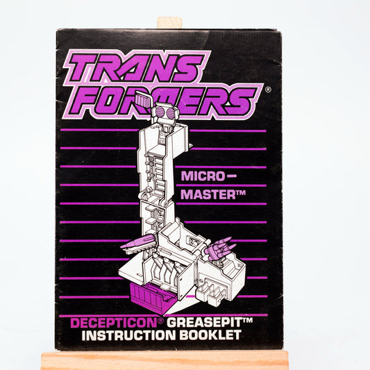 Hasbro Transformers G1 GREASEPIT Vintage 1989 Action Figure Instruction Booklet