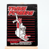 Hasbro Transformers G1 IRONWORKS Vintage 1989 Action Figure Instruction Booklet
