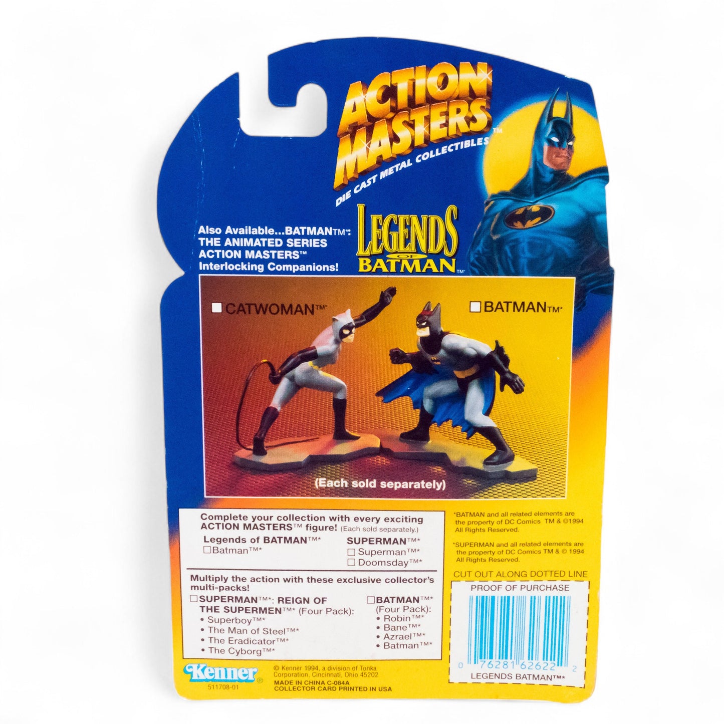 Legends of Batman Kenner Action Masters BATMAN 1994 Die-Cast Metal MOC - DT Collectable Toys