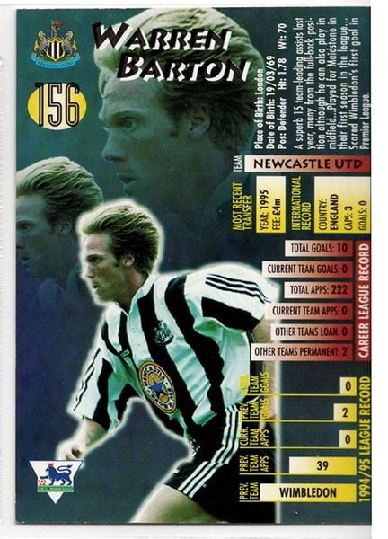 Merlin Ultimate Warren Barton Newcastle United No.156