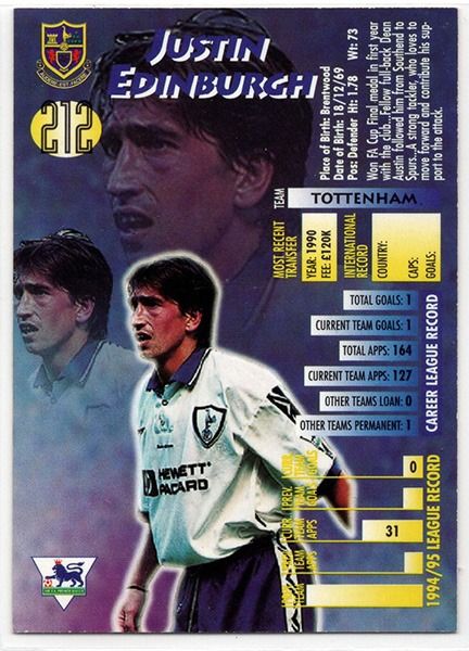 Merlin Ultimate Justin Edinburgh Tottenham Hotspur No.212