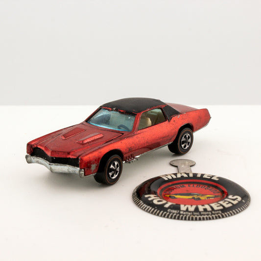 Hot Wheels Redline CUSTOM ELDORADO Spectraflame Red w/Button Hong Kong 1968 Exc.