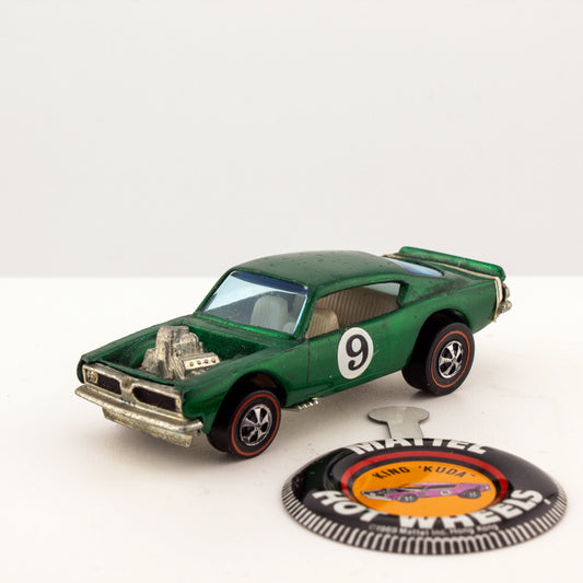 Hot Wheels Redline KING KUDA Green w/Button 1:64 Scale Hong Kong 1970 Excellent+