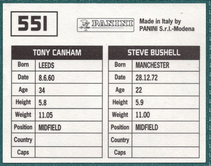 Panini Sticker Bushell / Canham York City No.551