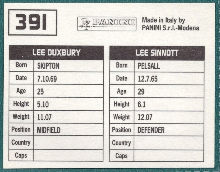 Panini Sticker Sinnott / Duxbury Bradford City No.391