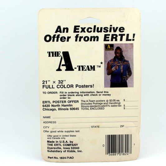 ERTL THE A - TEAM FACEMAN'S CORVETTE, 1983, USA Variant Mint On Card, 1:64 Scale
