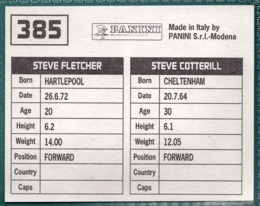 Panini Sticker Cotterill / Fletcher Bournemouth No.385