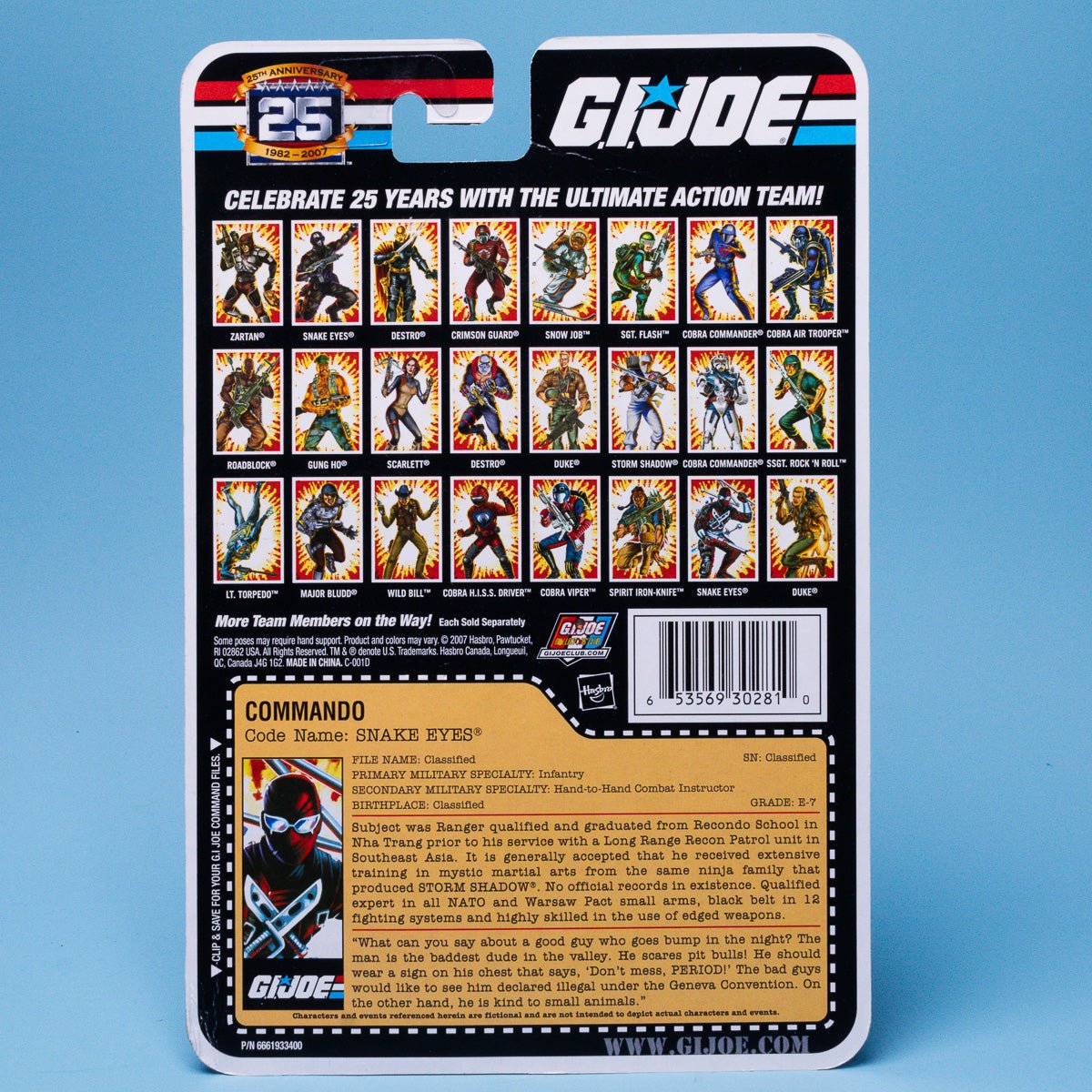 GI Joe Snake Eyes Commando 25th Anniversary Figure MOC Hasbro 2007 - DT Collectable Toys