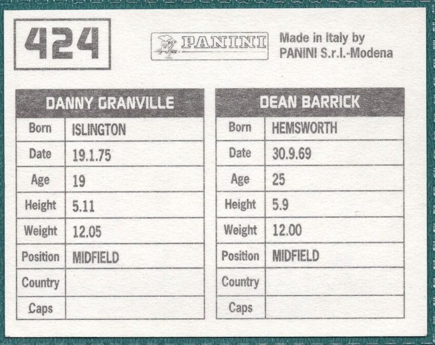 Panini Sticker Barrick / Granville Cambridge United No.424