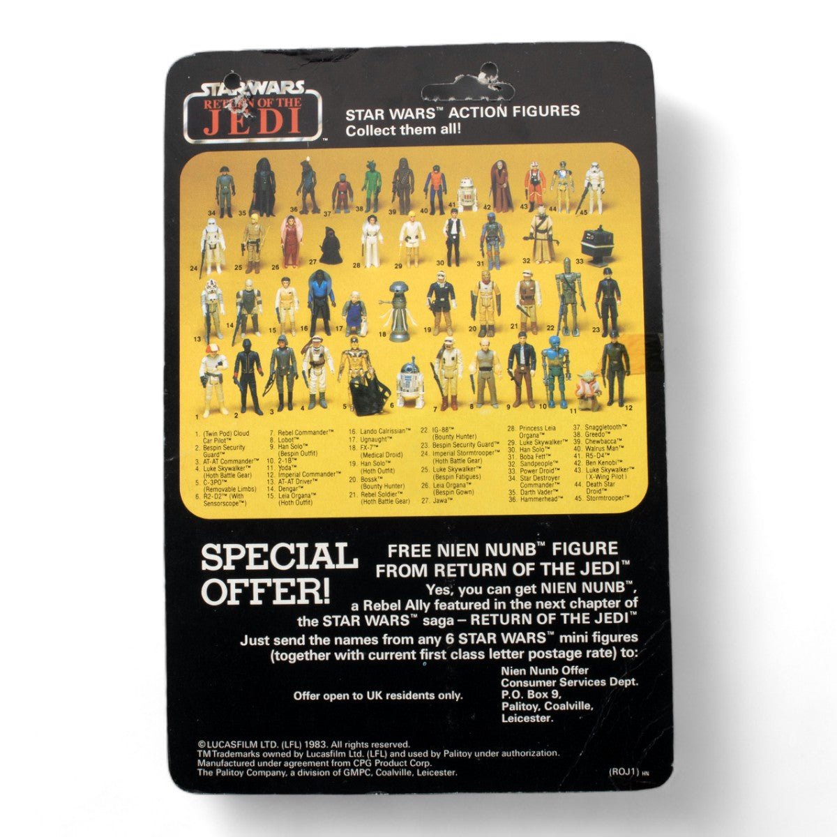 HOTH IMPERIAL STORMTROOPER PALITOY ROTJ 45C UNPUNCHED CARDBACK STAR WARS GOOD - DT Collectable Toys