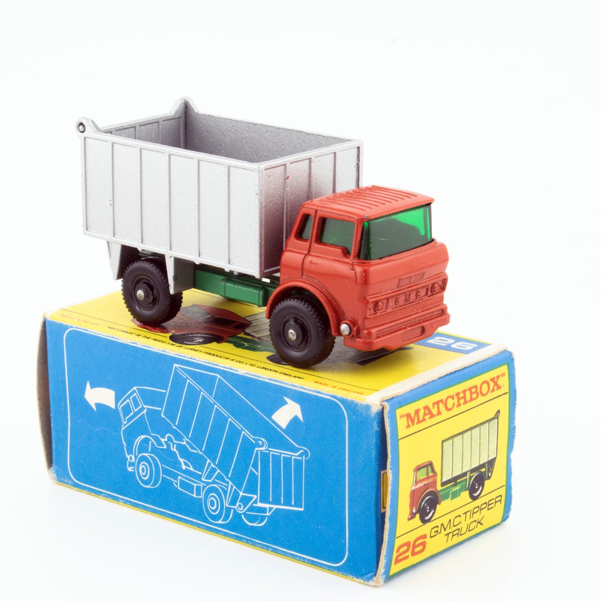 Lesney Matchbox Series No 26c GMC Tipper Truck BPW NMIB 1/64 Scale Vintage 1968 - DT Collectable Toys