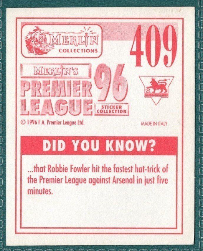 Merlin Premier League 96 Sticker - Brian Burrows Coventry City No. 409