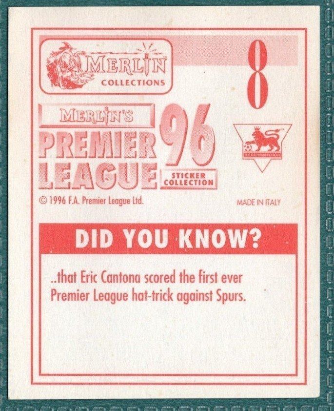 Merlin Premier League 96 Sticker – Colin Hendry Blackburn Rovers No. 8