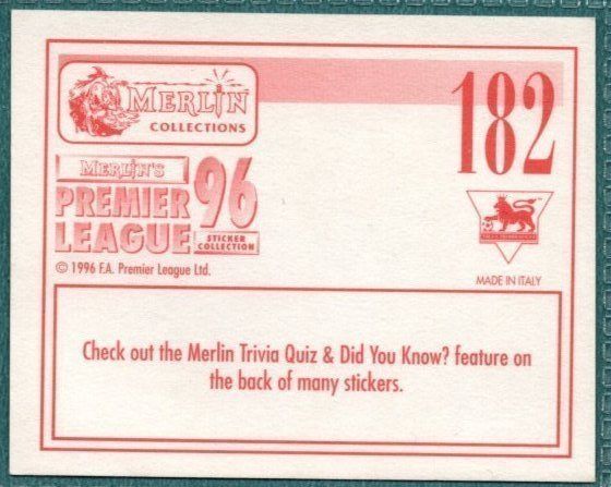 Merlin Premier League 96 Sticker – Darren Anderton Tottenham H. L/P Foil No. 182