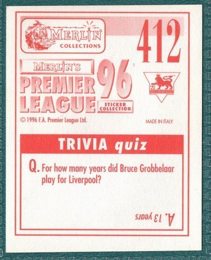 Merlin Premier League 96 Sticker - David Rennie Coventry City No. 412 Picture 2
