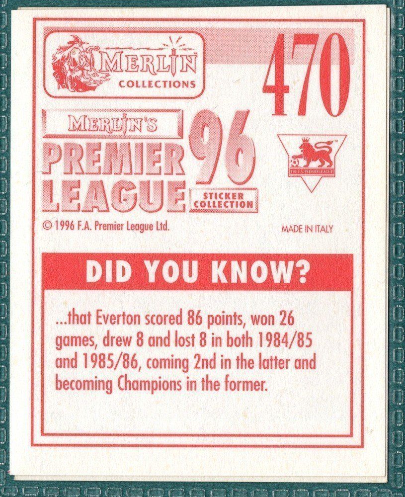 Merlin Premier League 96 Sticker – Mark Draper Aston Villa No. 470 Picture 2