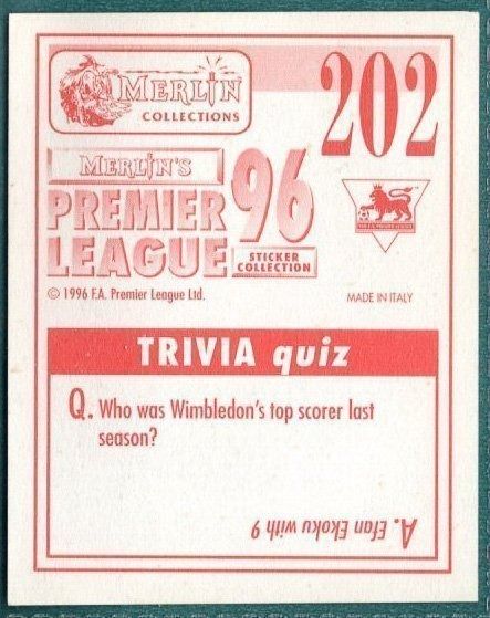 Merlin Premier League 96 Sticker – Mark Hateley Queens Park Rangers No. 202