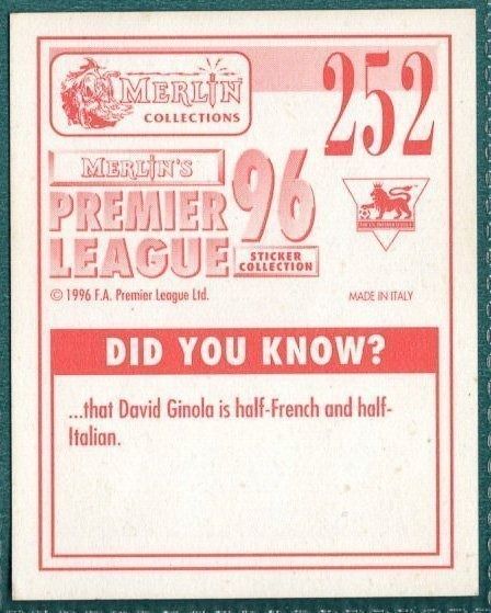 Merlin Premier League 96 Sticker – Paul Tisdale Southampton FC No. 252
