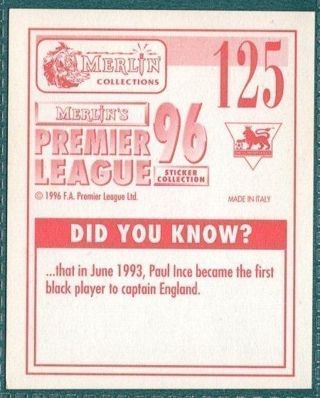 Merlin Premier League 96 Sticker – Phil Masinga Leeds United No. 125