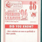 Merlin Premier League 96 Sticker – Stig Inge Bjornebye Liverpool FC No. 86