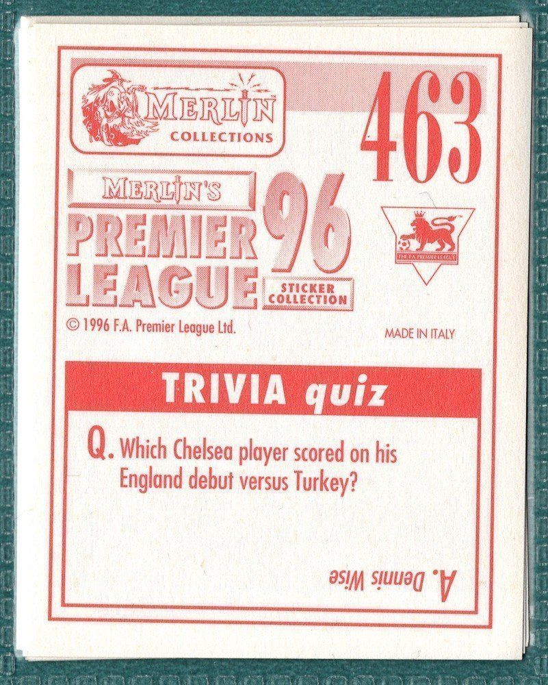 Merlin Premier League 96 Sticker – Ugo Ehiogu Aston Villa 463 Excellent Picture 2