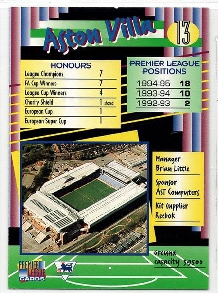 Merlin Ultimate Aston Villa Foil Emblem No.13