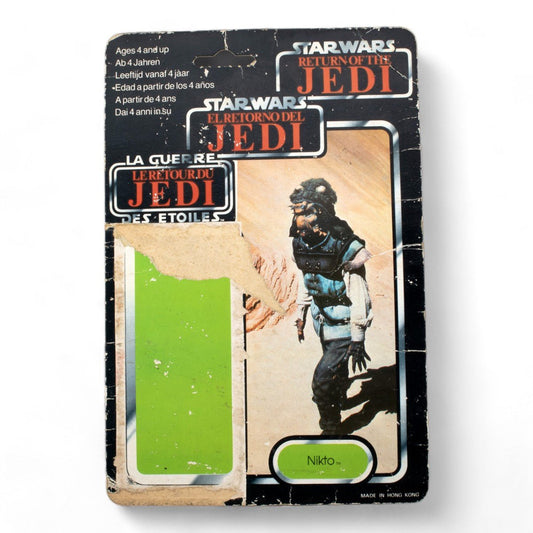 NIKTO TRI - LOGO PALITOY ROTJ 70B CARDBACK VINTAGE STAR WARS FAIR+ - DT Collectable Toys