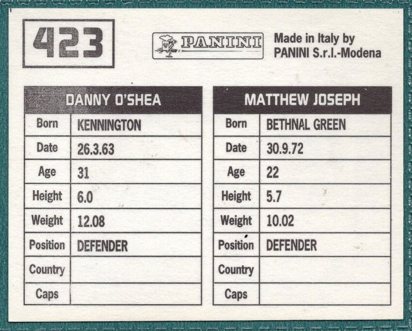 Panini Sticker Joseph / O'Shea Cambridge United No.423
