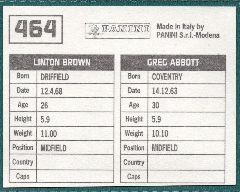Panini Sticker Abbott / Brown Hull City No.464