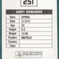 Panini Sticker Andy Edwards Southend United No.251