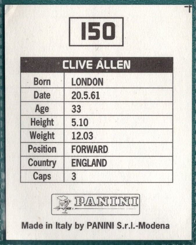 Panini Sticker Clive Allen Millwall No.150