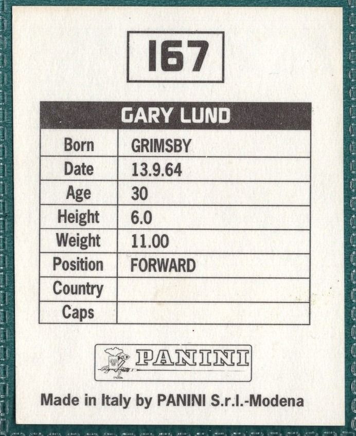 Panini Sticker Gary Lund Notts County No.167