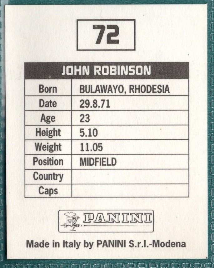 Panini Sticker John Robinson Charlton Athletic No.72