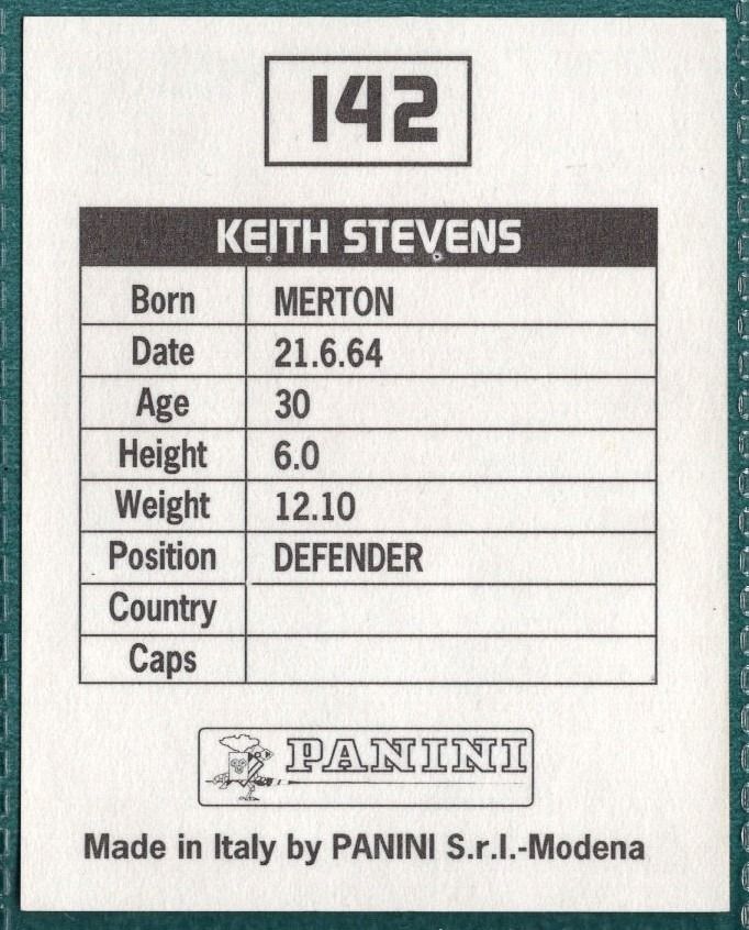 Panini Sticker Keith Stevens Millwall No.142
