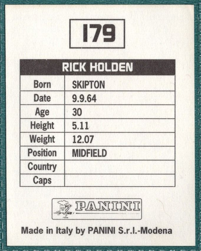 Panini Sticker Rick Holden Oldham Athletic No.179