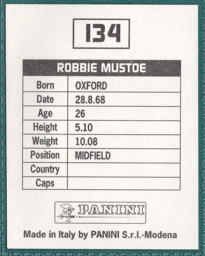 Panini Sticker Robbie Mustoe Middlesbrough No.134 - Football League 95 Picture 2