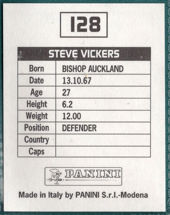 Panini Sticker Steve Vickers Middlesbrough No.128