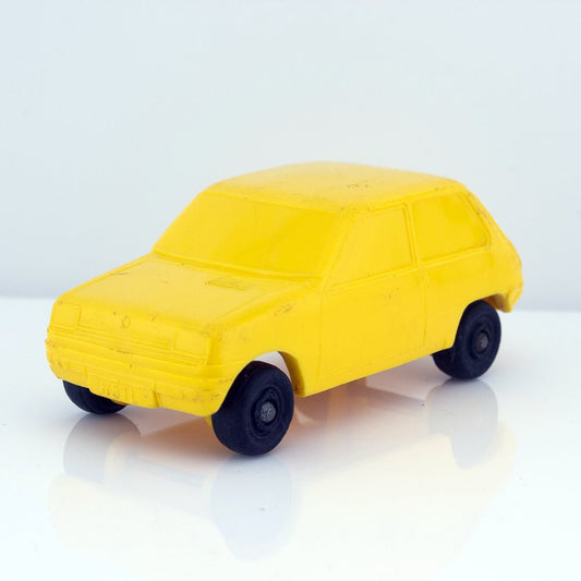 Plasto No 1902 Renault 5 TL Vintage Yellow Vinyl Plastic Model Made in Finland