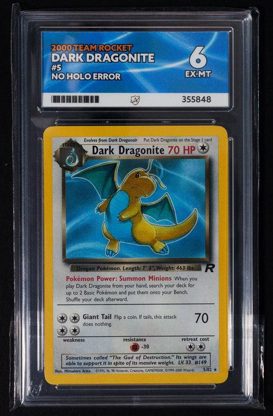 Pokemon 2000 Team Rocket DARK DRAGONITE 5 No Holo Error EX - MT