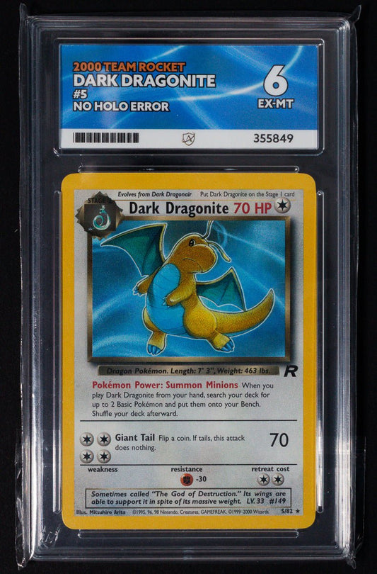 Pokemon 2000 Team Rocket DARK DRAGONITE 5 No Holo Error EX - MT