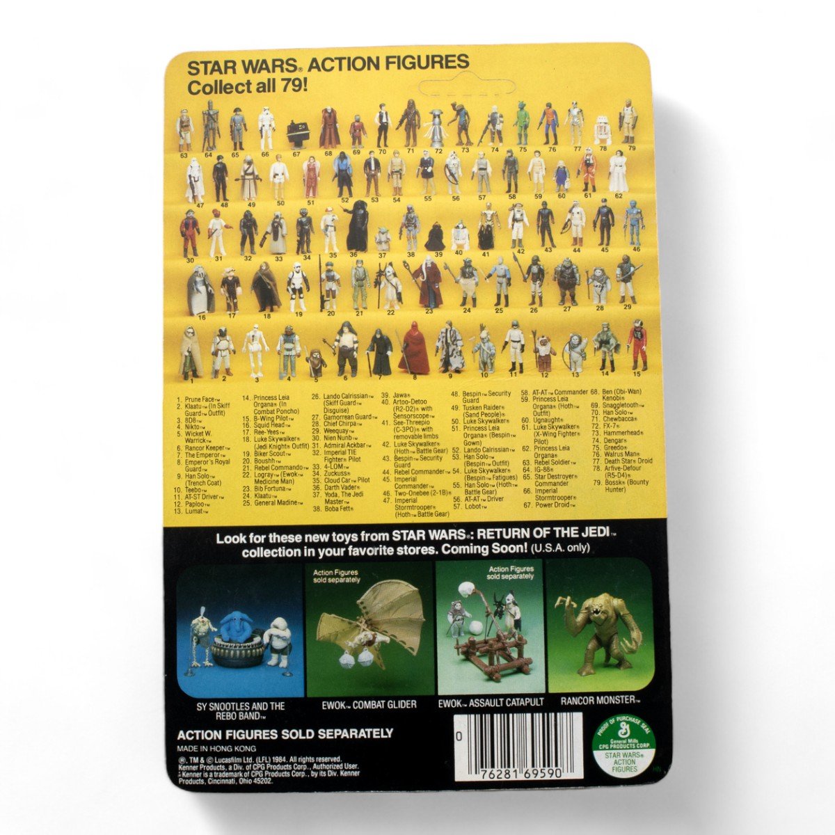 PRUNE FACE KENNER ROTJ 79A UNPUNCHED CARDBACK VINTAGE STAR WARS EXCELLENT - DT Collectable Toys
